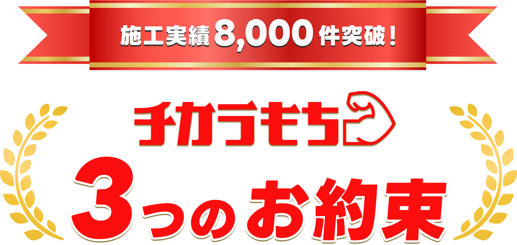 施工実績8,000件突破！チカラもち３つのお約束
